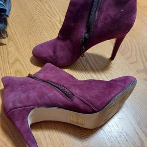 Aldo Stiletto Suede Booties.  Burgundy color, side zipper size 9